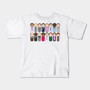 Office Workers Peg Doll Portrait Kids T-Shirt